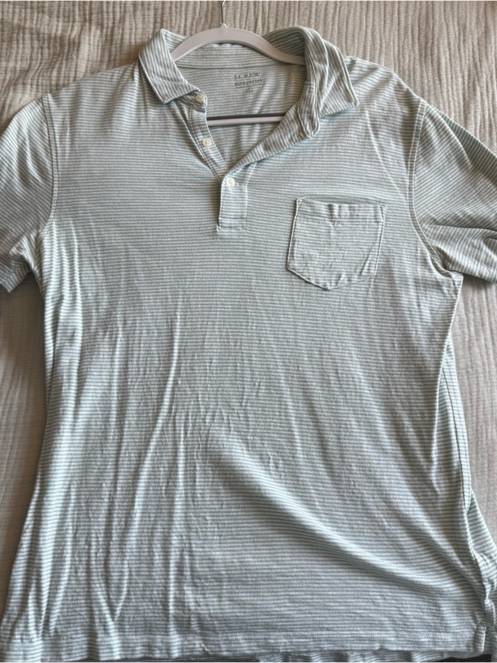 J. Crew Men's Pale Green Micro-Stripe Polo